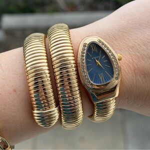 Gold and Blue Serpentine Watch Luxury Snake Design
